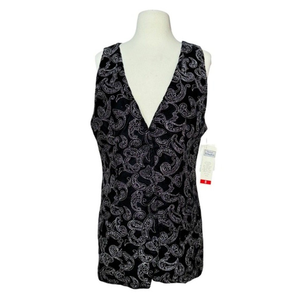 Vtg NWT 90's Women Med Norton McNaughton Black Velour Glitter Paisley Whimsigoth